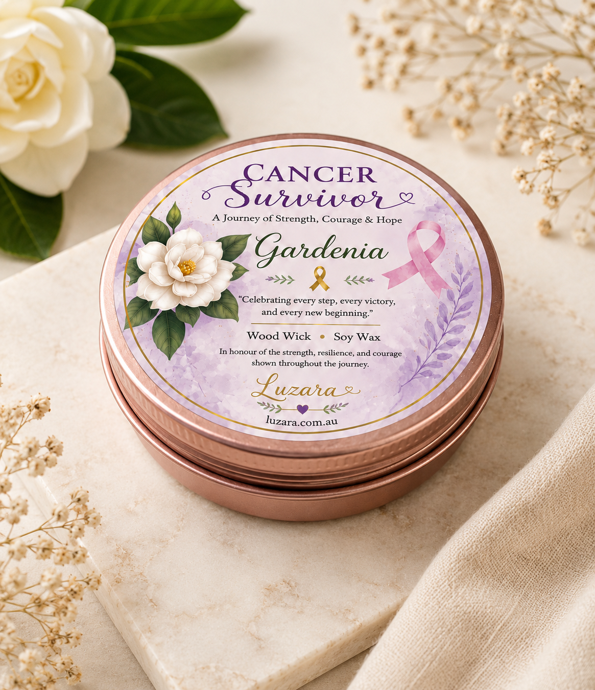 Cancer Survivor Candle – A Light of Strength & Hope