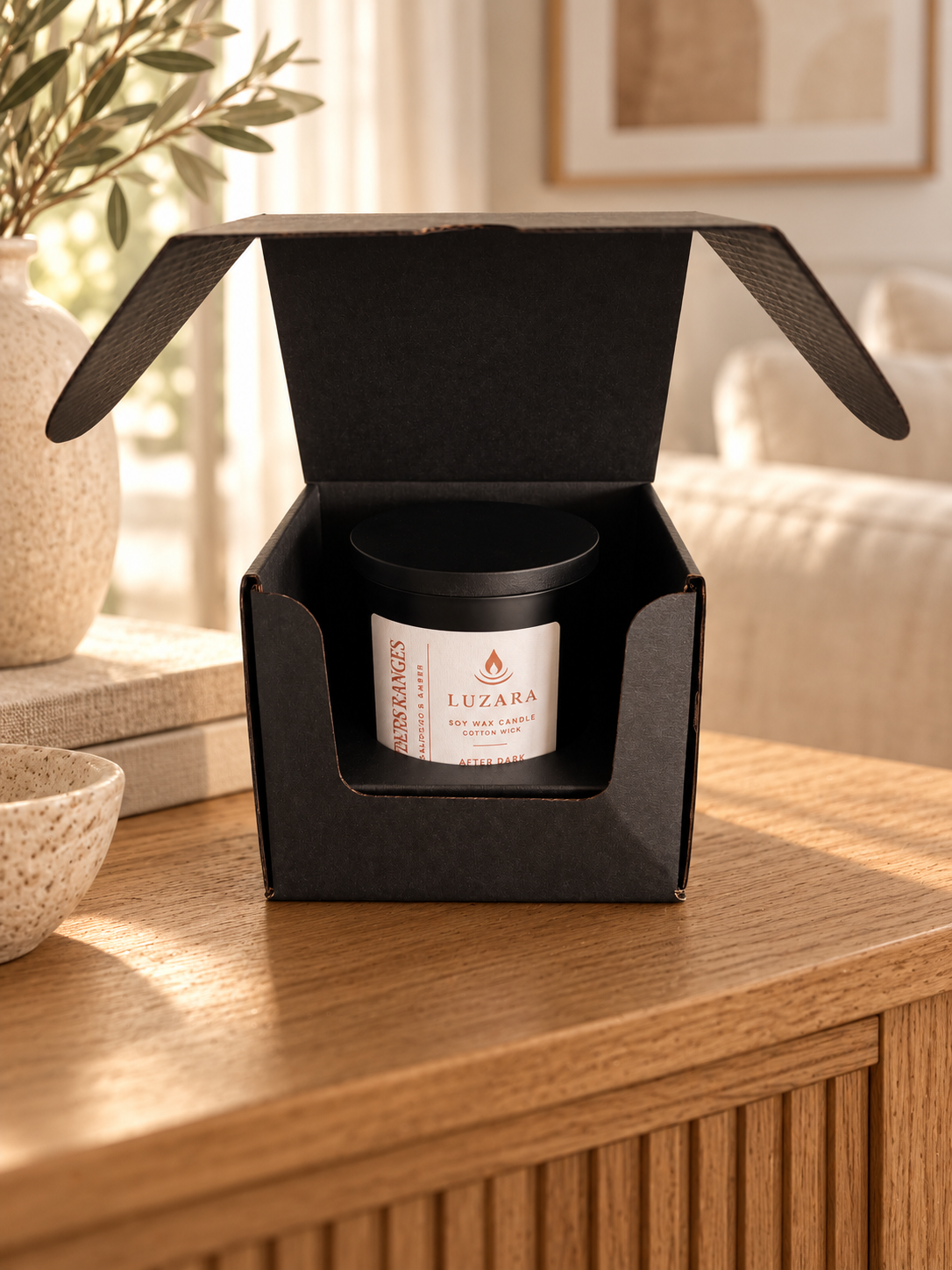 Flinders Ranges After Dark special edition candle, matte black with white Luzara label