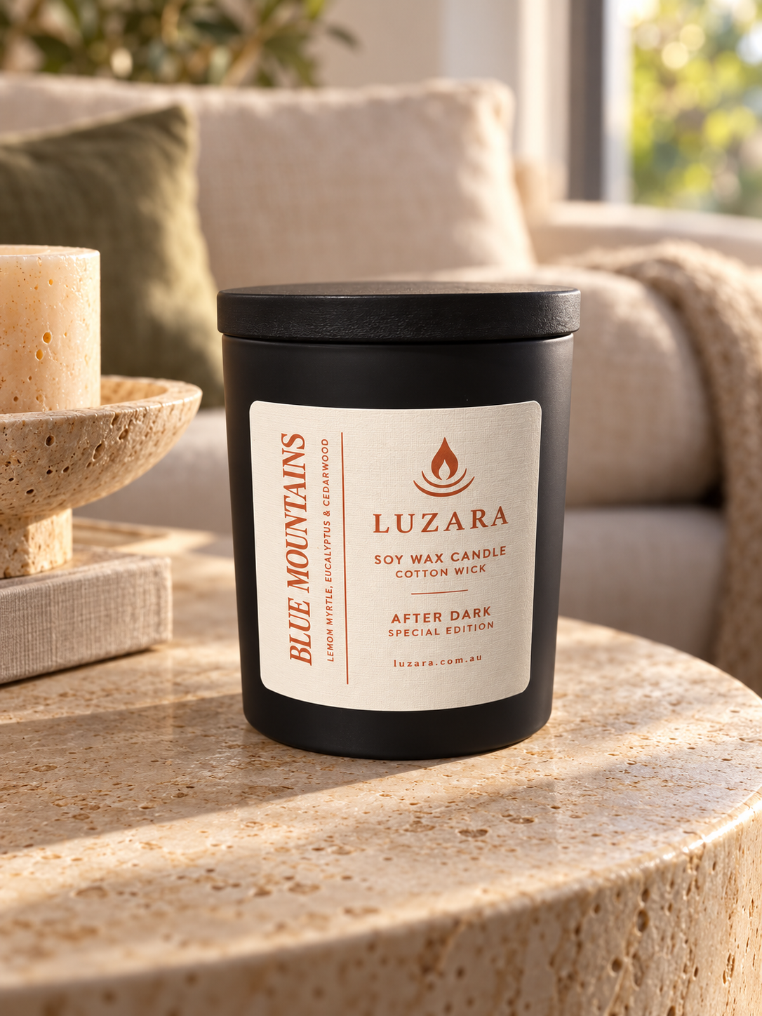Blue Mountains lemon myrtle, eucalyptus and cedarwood candle by Luzara