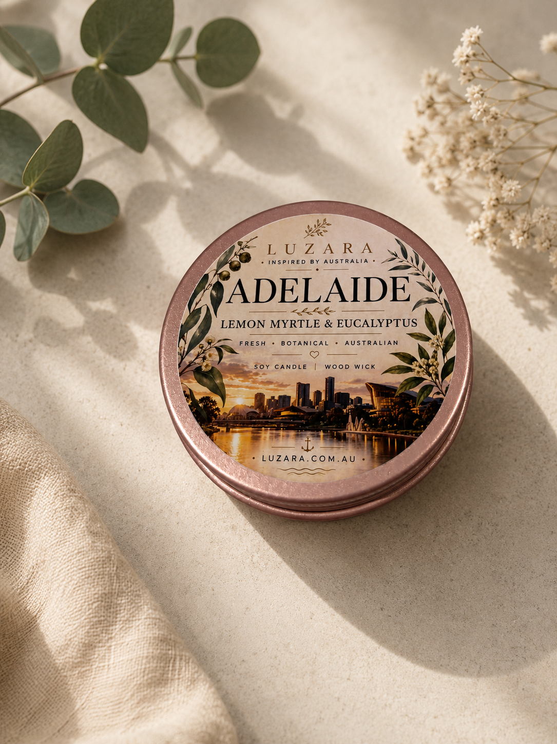 Adelaide Lemon Myrtle Soy Candle - Luzara
