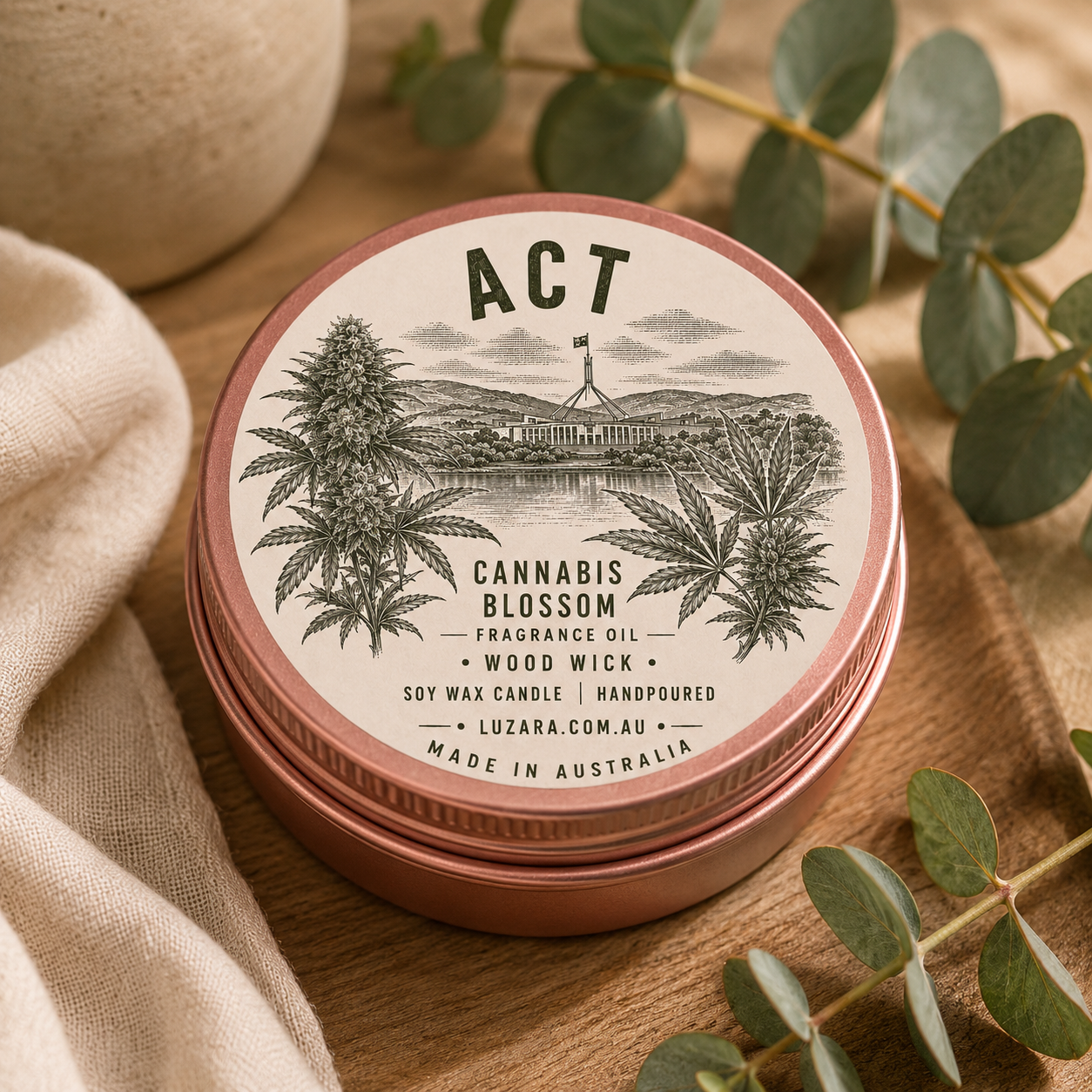 ACT Cannabis Blossom Soy Candle 60ml Luzara – Clearance (Old Batch) Luzara Candle