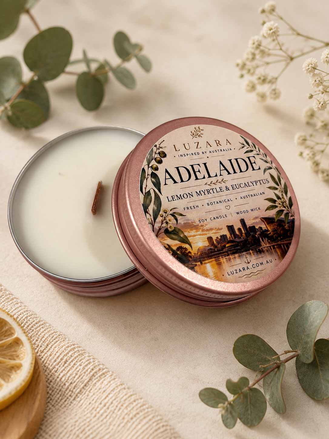 Adelaide Lemon Myrtle Soy Candle - Luzara