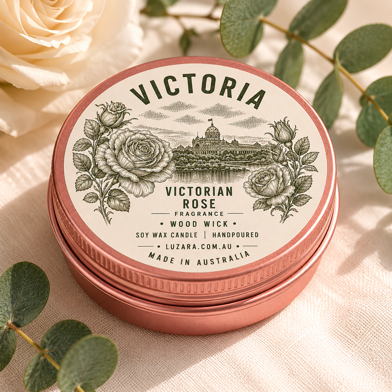 Victorian Rose Candle - Victoria Floral Scent Soy Wax Candle - Luzara