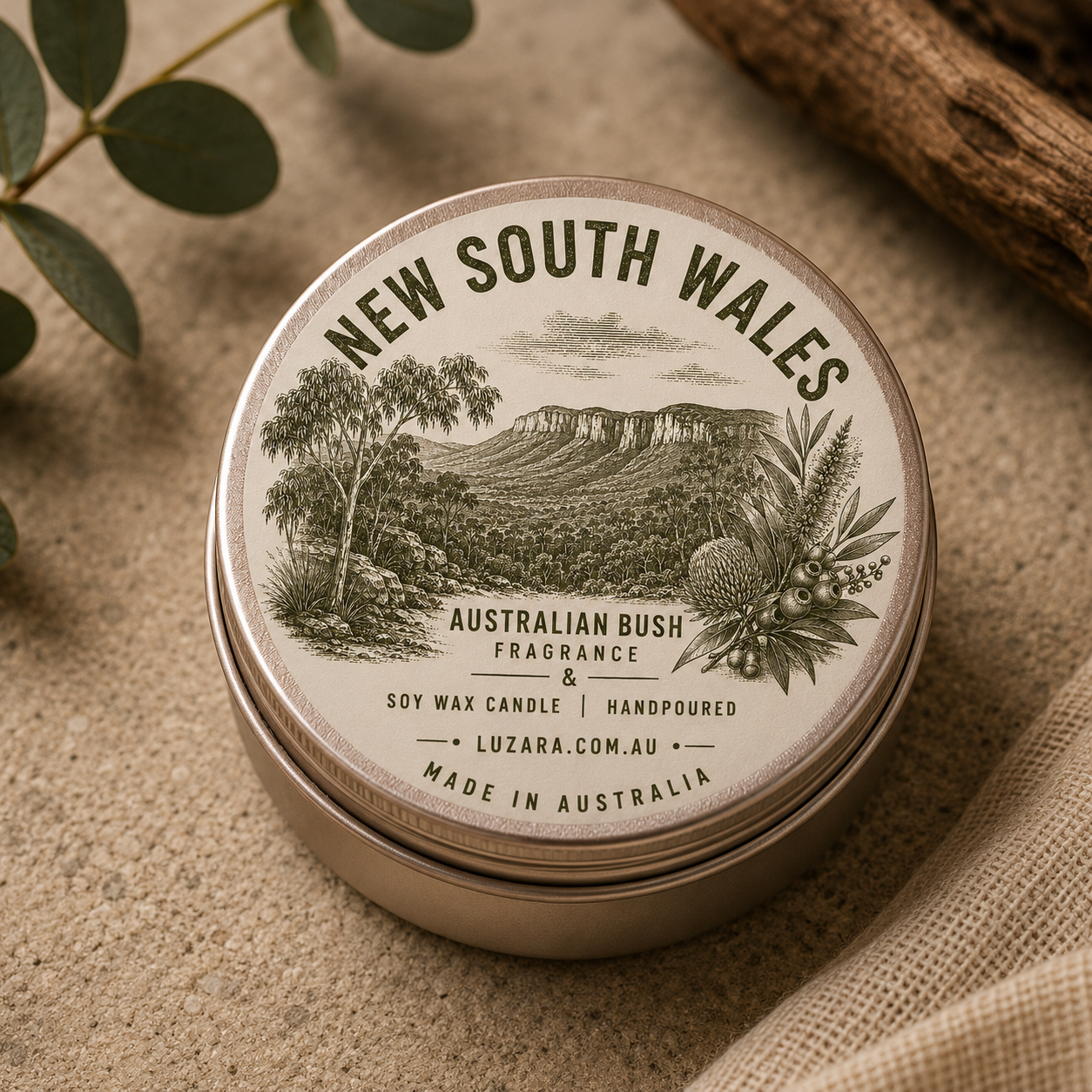 New South Wales Australian Bush Soy candle - Wood wick - Luzara