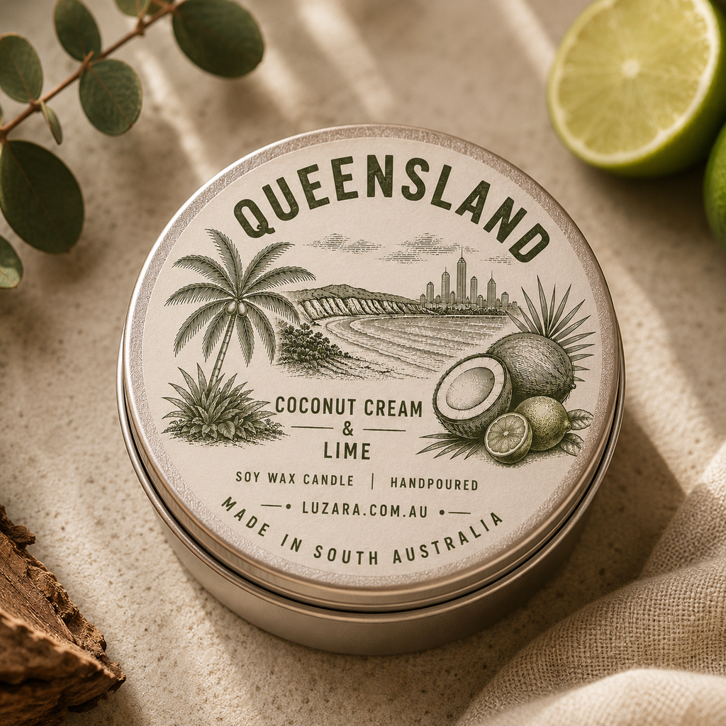Queensland Coconut Cream and Lime Soy candle - Wood Wick - Luzara