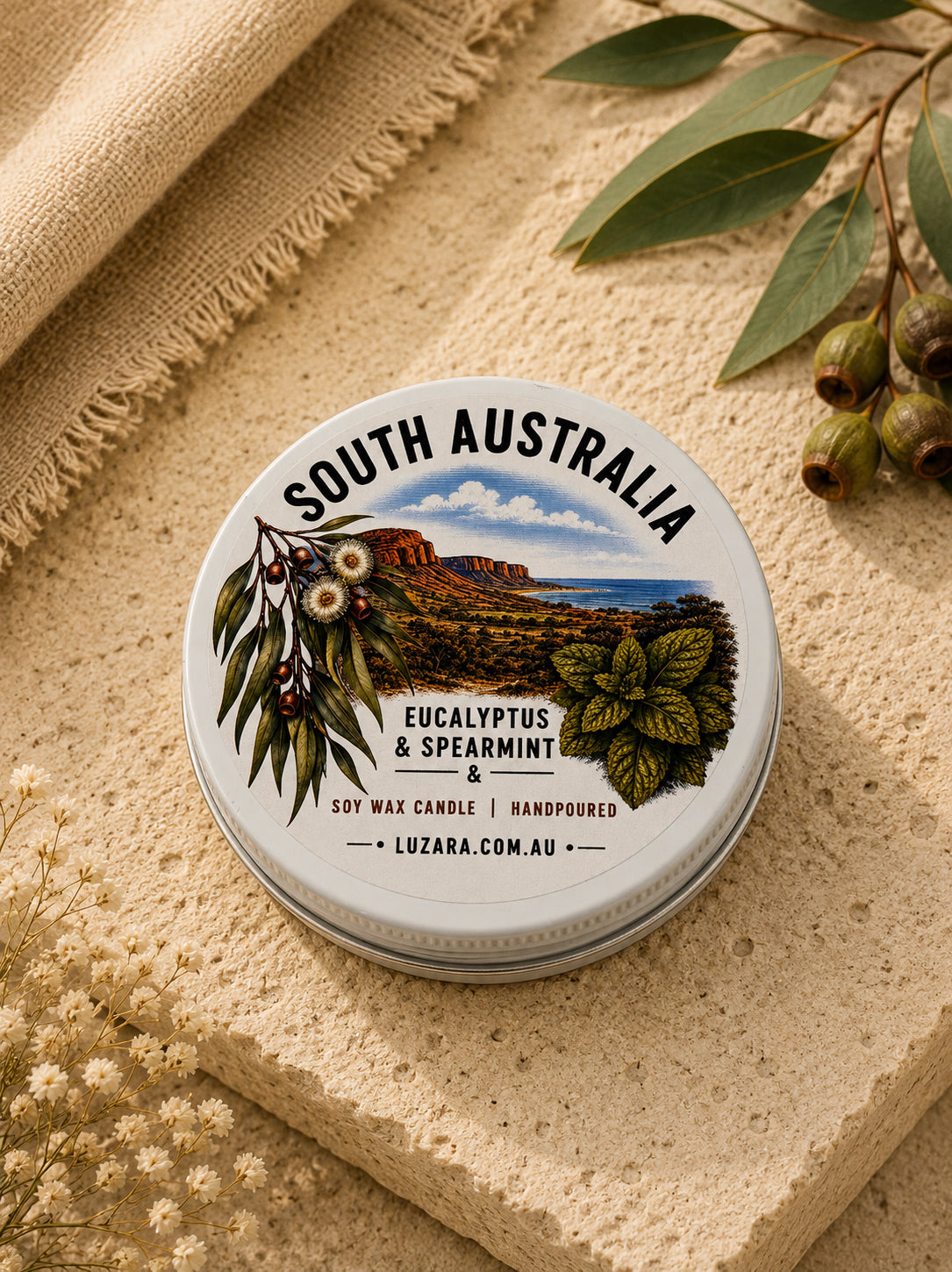 South Australia Eucalyptus and Spearmint Soy Candle 60ml Luzara – Clearance (Old Batch) Luzara Candle