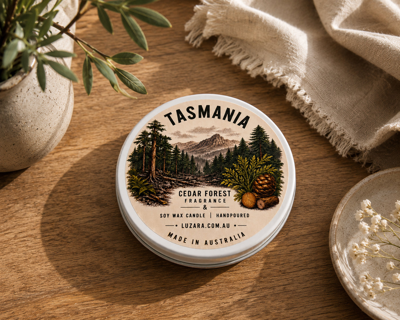 Tasmania Cedar Forest Soy Candle 60ml Luzara – Clearance (Old Batch) Luzara Candle