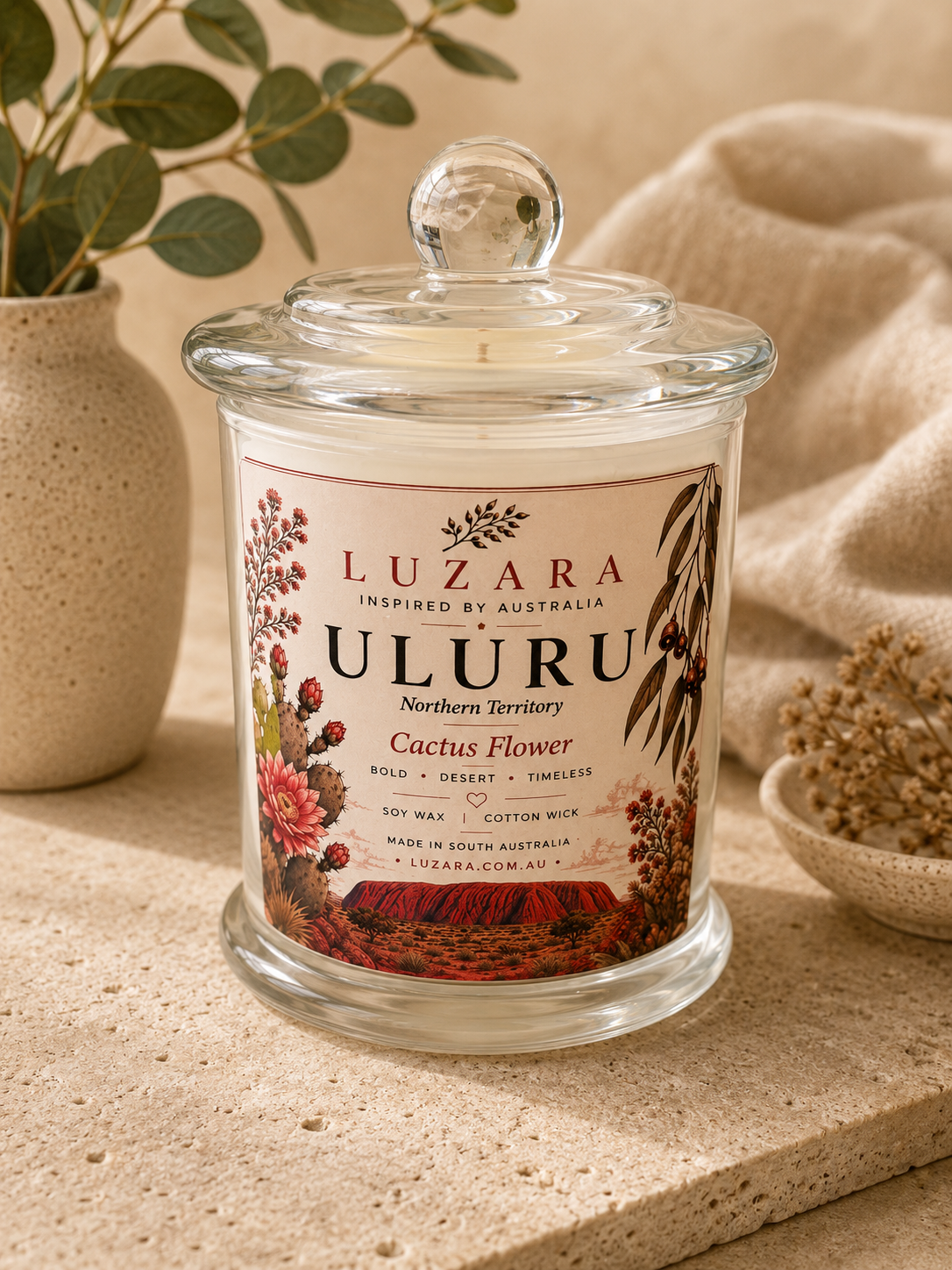 Uluṟu Cactus Flower Soy Candle 165ml Luzara – Clearance (Old Batch) Luzara Candle