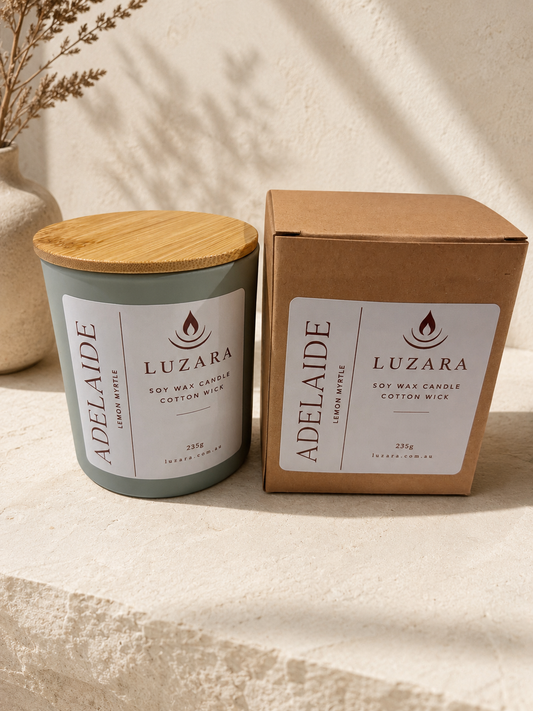 Adelaide Lemon Myrtle Soy Candle 235g Luzara Candle