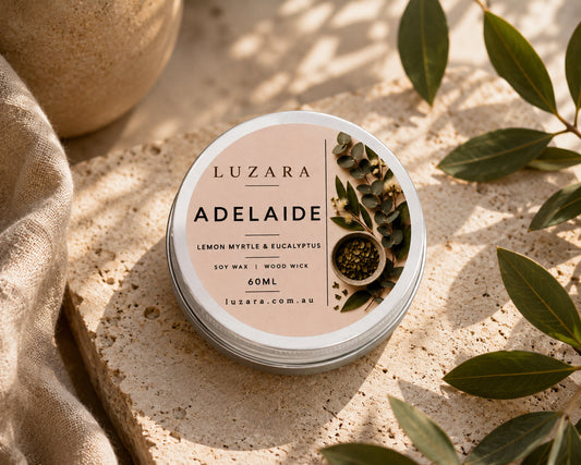Adelaide Lemon Myrtle & Eucalyptus Soy Candle 60ml Luzara Candle