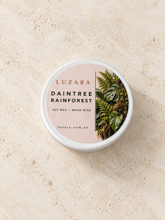 Daintree Rainforest 60g travel tin soy candle by Luzara