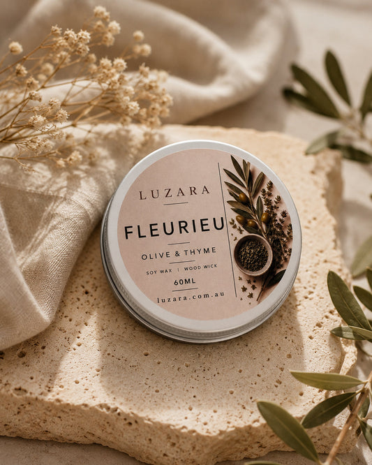 Fleurieu Olive & Thyme Soy Candle 60ml Luzara Luzara Candle