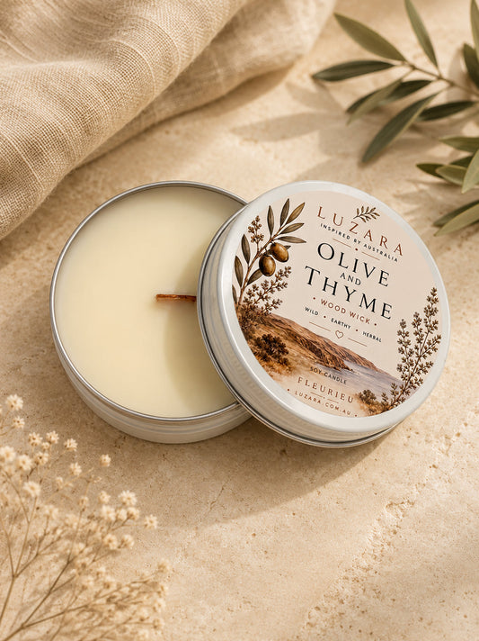Fleurieu Olive & Thyme Soy Candle 60ml Luzara – Clearance (Old Batch) Luzara Candle