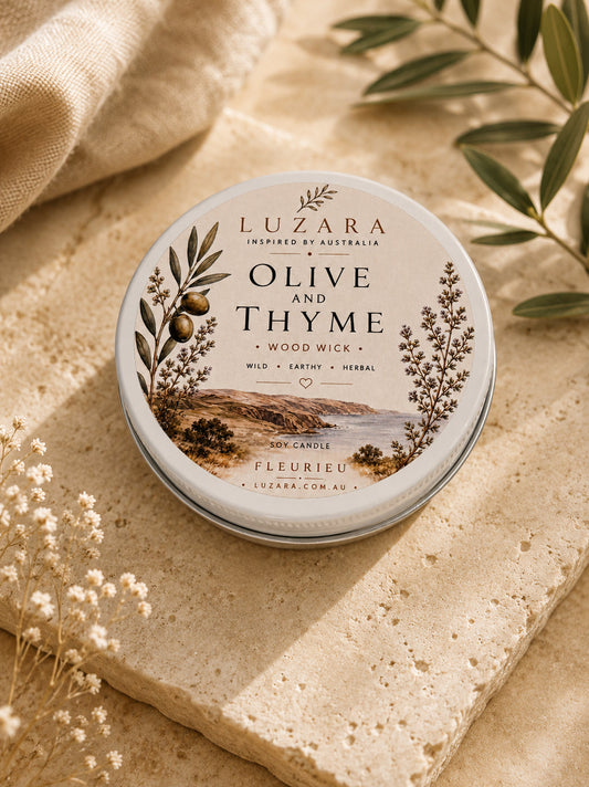 Fleurieu Olive & Thyme Soy Candle 60ml Luzara – Clearance (Old Batch) Luzara Candle