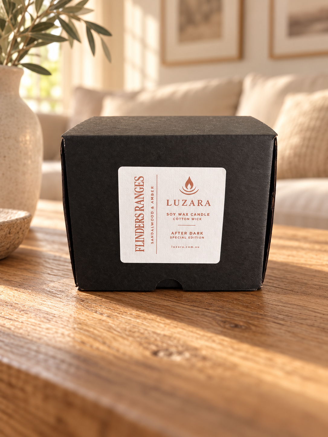 Flinders Ranges After Dark sandalwood and amber candle by Luzara