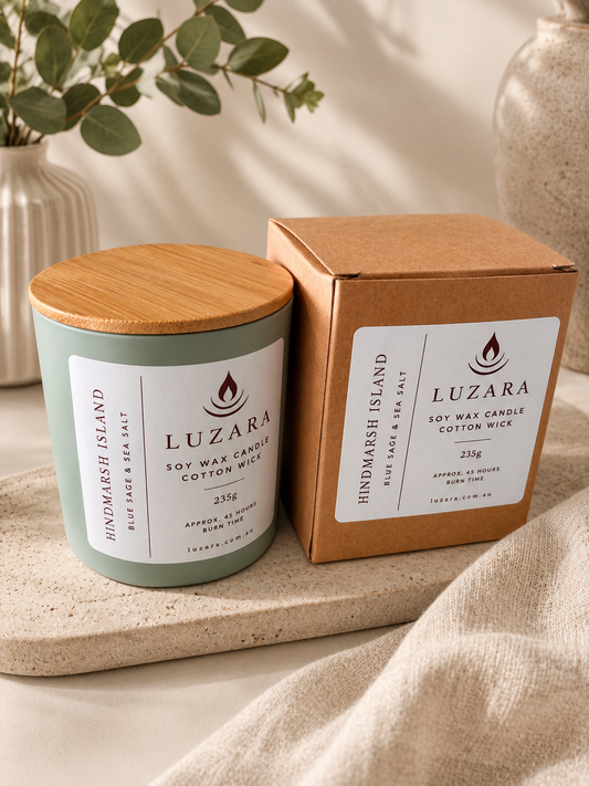 Hindmarsh Island Sage and Sea Salt Soy Candle 235g Luzara Candle