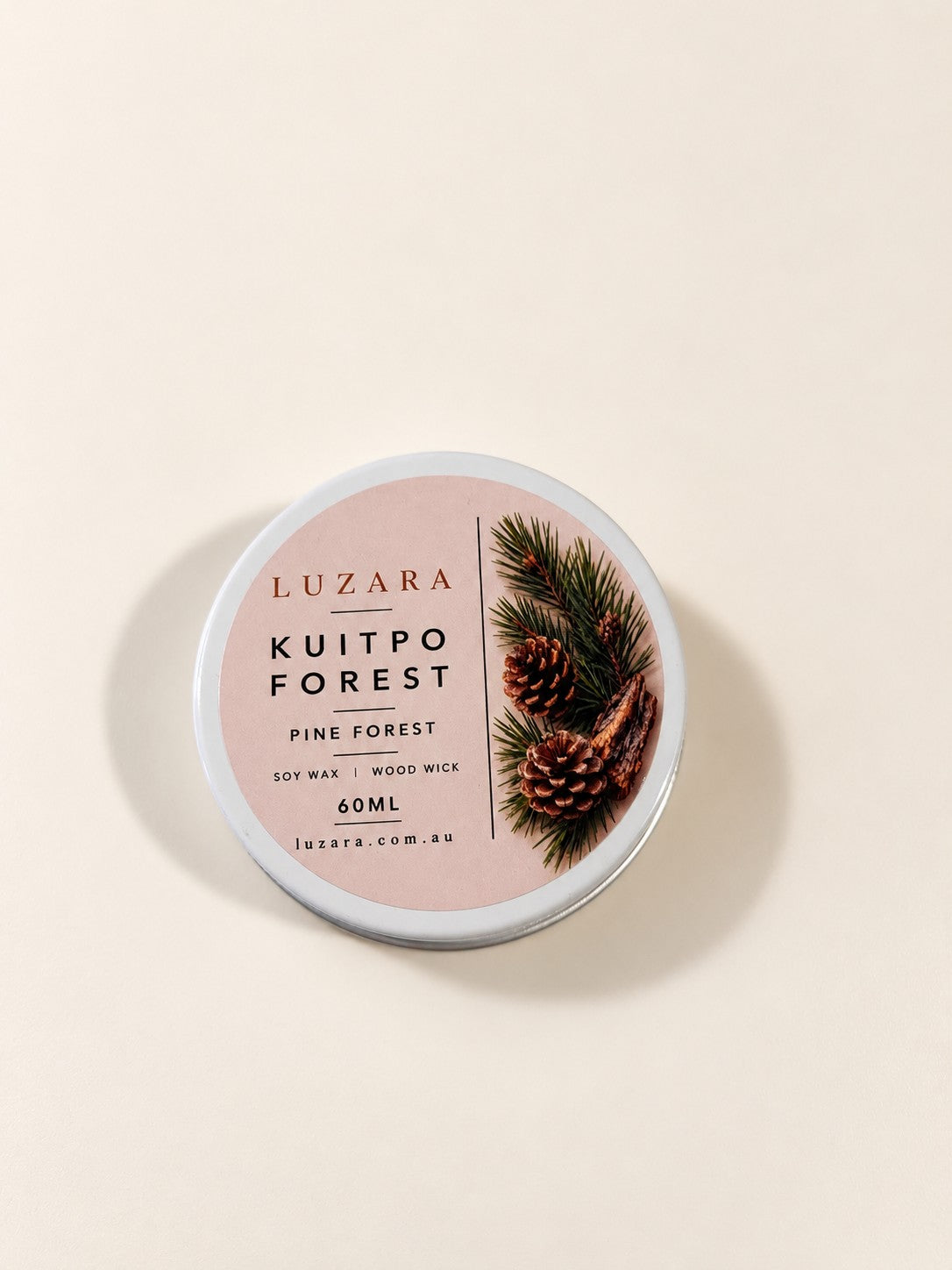 Kuitpo Forest Pine Forest 60g travel tin soy candle by Luzara